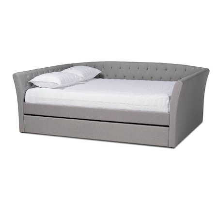 Baxton Studio Delora Light Grey Full Size Daybed with Roll-Out Trundle Bed 158-9662